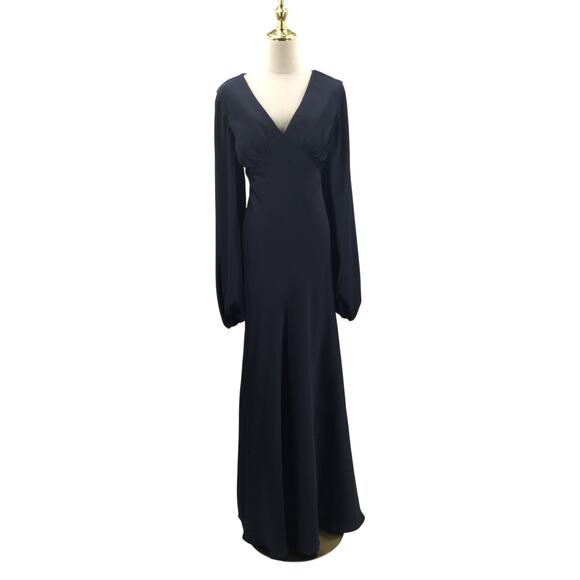 AW BRIDAL 14 1X plus dark navy blue Hyacinth bridesmaid maxi dress new b25 - Picture 3 of 9